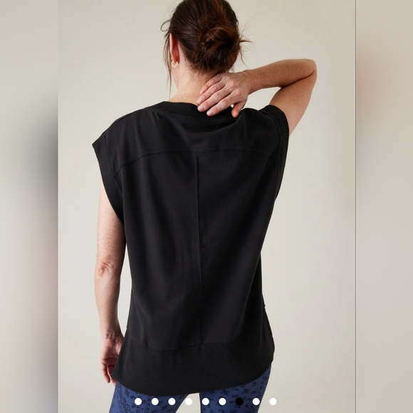 ATHLETA Retroterry V-Neck Sweatshirt Tee Sweater Vest Ivory In Black Size SP - Picture 4 of 15